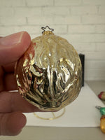 Vintage Made in Germany Blown Glass Walnut Christmas Ornament
