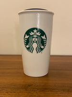 Starbucks Ceramic Porcelain Coffee Mug Tumbler 12 Oz with Lid
