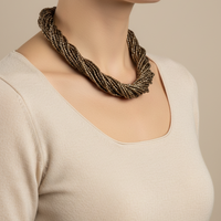 Gold-tone Multi Strands Beaded Necklace