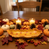 Ceramic Leaf Shaped Fall Italian Bowl Oval