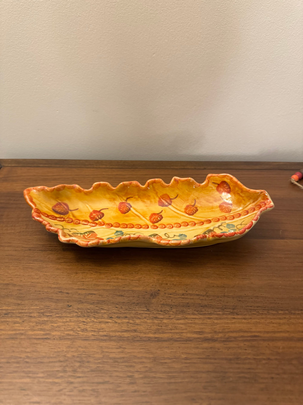 Ceramic Leaf Shaped Fall Italian Bowl Oval