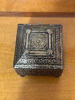 Wood Handcrafted Embossed Metal Sheet Jewelry Box
