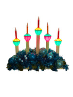 Vintage Christmas Candolier 5 Lights Tinsel Branches-Ornaments
