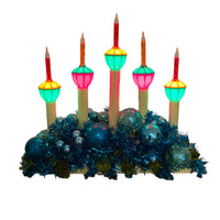 Vintage Christmas Candolier 5 Lights Tinsel Branches-Ornaments