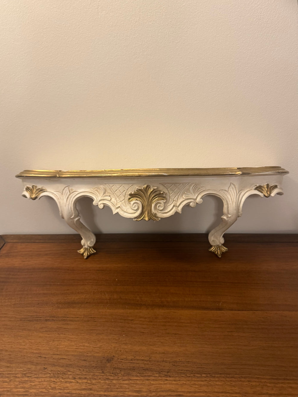 Vintage Off-white Gold Florentine French Baroque Style Wall Shelf Plastic