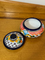 Mexican Hand-painted Ceramic Sugar Bowl
