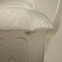 Vintage Frosted Matte Victorian Art Deco Style Stemmed Handle Glass Pitcher Vase RARE