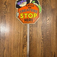 Vintage Black Cat Pumpkin Halloween Sign Yard Art Impact Plastics