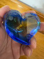 Handmade Luili Gongfang Glass Art Paperweight Blue-Amber Cow

