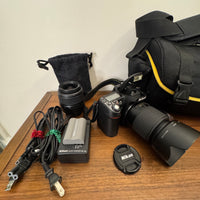 Nikon D80 Digital Camera with 2 Lenses and Carry Case Charger and Battery, Cable, Adopter