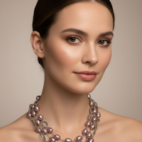 Claudia Agudelo 3 Strand Lavender Faux Pearls Necklace