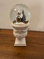Snow Globe Christmas Decor Musical Box Windup-Operated Horse Ride
