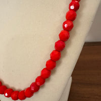 Vintage Faceted Red Beaded Necklace