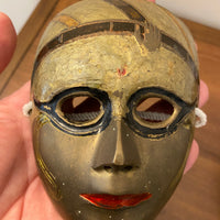 Vintage Painted Brass Tragedy Comedy Masks Set of 2
