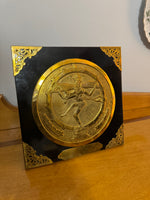 Vintage Embossed Brass on Wood Nataraja Shiva Cosmic Dance Ring of Fire
