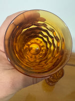 Vintage Small Amber Indiana Glass Whitehall Footed Tumblers Set of 4 Glasses 8oz
