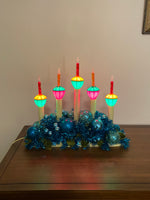 Vintage Christmas Candolier 5 Lights Tinsel Branches-Ornaments
