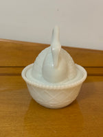 Vintage Westmoreland Milk Glass Swan Trinket Box
