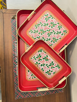 Vintage Laquer Christmas 3 Trays
