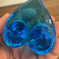 Vintage Art Blue Glass Bluebird Two Birds on Heart