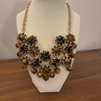 Talbots Necklace  with Tiger Eyes Stone Floral Links Collar