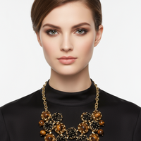 Talbots Necklace  with Tiger Eyes Stone Floral Links Collar