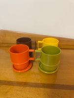 Vintage Tupperware Mugs-Cups Set of 4 with Coaters-or-Lids
