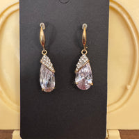 Gold-tone Crystals Teardrop Dangle Earrings