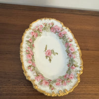 Antique Collectable Limoges French Fine Porcelain China Small Oval Bowl Jean Pouyat