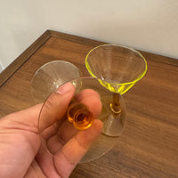 Vintage Amber-tone Stemmed Uranium Glass Goblet Set of 2