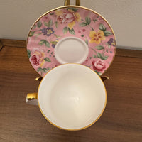 Vintage Heirloom English Fine Bone China Pink Floral Tea Cup and Saucer