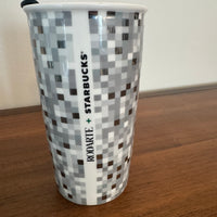 Starbucks Porcelain Tumbler Pixel Design 12oz with Lid Rare