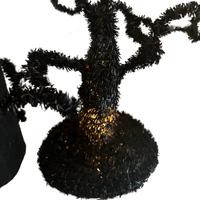 Vintage Halloween Plastic Witch and Black Tinsel Tree
