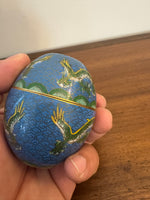 Vintage Chinese Cloisonné Trinket Box Egg Shaped with Dragons
