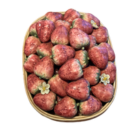 VTG Ceramic Majolica Woven Basket with Strawberries Italy