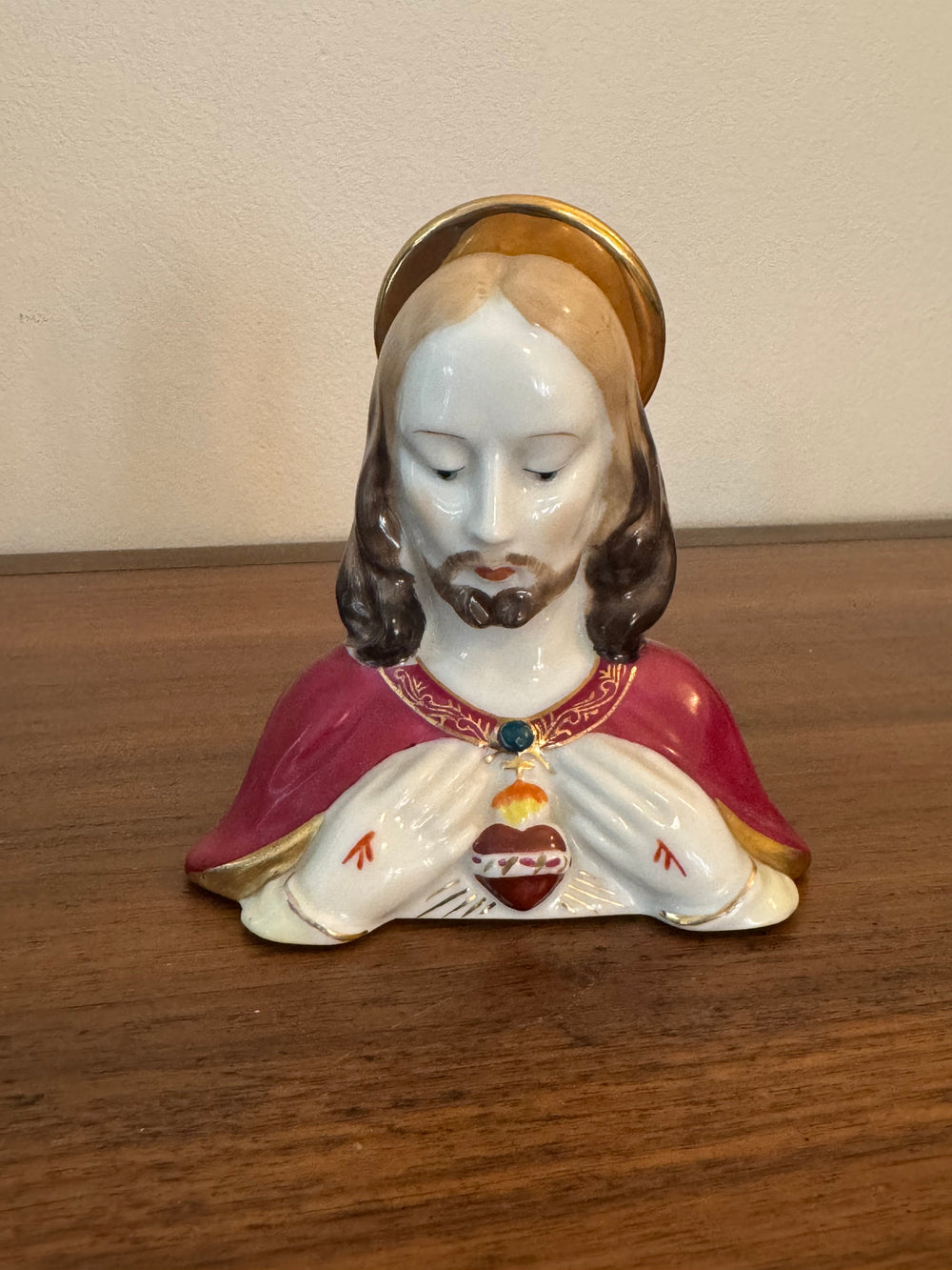 Vintage Art Porcelain Secret Heart of Jesus Figure