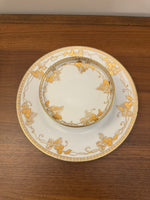 Vintage 2 Tier Serving Plate Hand-painted Gilded Porcelain Grapes Design
