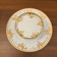 Vintage 2 Tier Serving Plate Hand-painted Gilded Porcelain Grapes Design