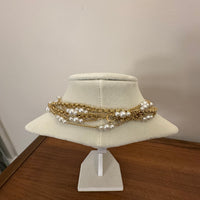 Gold-tone Multistrands Chain Faux Pearls Necklace