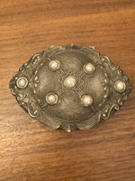 Vintage Ornated Jewelry Box with Red Velvet Lining Interior
