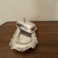 Vintage Ornate Rectangular Silver-plated Lidded Butter Dish