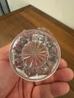 Vintage Crystal Glass Basket Vase Cut-Etched Design Daisy Flower Pattern
