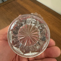 Vintage Crystal Glass Basket Vase Cut-Etched Design Daisy Flower Pattern