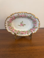 Antique Collectable Limoges French Fine Porcelain China Small Oval Bowl Jean Pouyat
