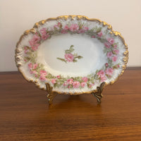 Antique Collectable Limoges French Fine Porcelain China Small Oval Bowl Jean Pouyat