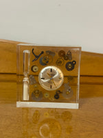 Vintage Lucite Paperweight Hourglass Exploded Watch Art Rare MCM
