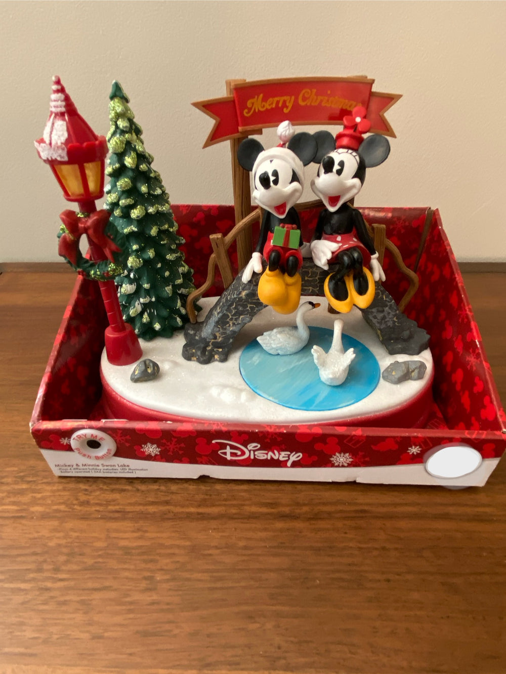 Christmas Animated Disney Figurine Holiday Decor Mikey-Minnie Swan Lake