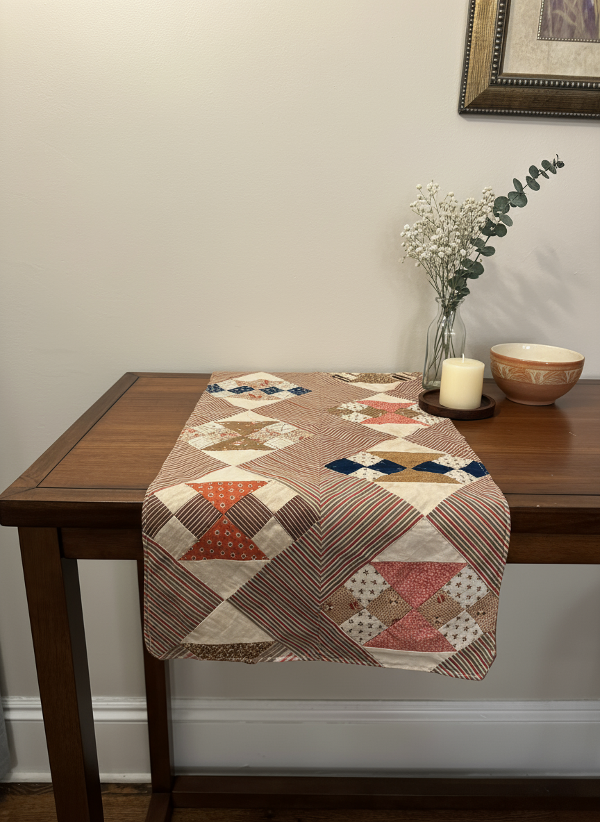 Handmade Vintage Quilt Fall-Halloween Table Runner