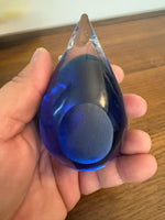 Handmade Clear and Blue Glass Mouse Figurine Paperweight
