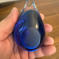 Handmade Clear and Blue Glass Mouse Figurine Paperweight